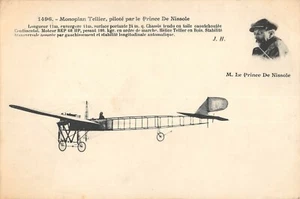 CPA AVIATION MONOPLAN TELLIER PILOTE PAR LE PRINCE DE NISSOLE - Picture 1 of 1