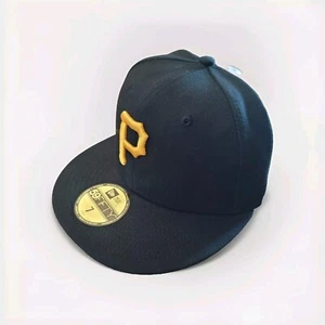 NEW ERA 59 FIFTY MLB PITTSBURGH PIRATES FITTED MENS HAT SZ 7 BLACK NEW - Picture 1 of 6