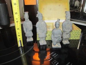 4x Terra Cotta warrior box set gift China Xi-An soldier set 4 - 5 inches VINTAGE - Picture 1 of 8