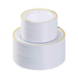 200PCS Gold Plastic Plate, Disposable Party Plates with 100 Dinner Plates and... - Picture 1 of 4