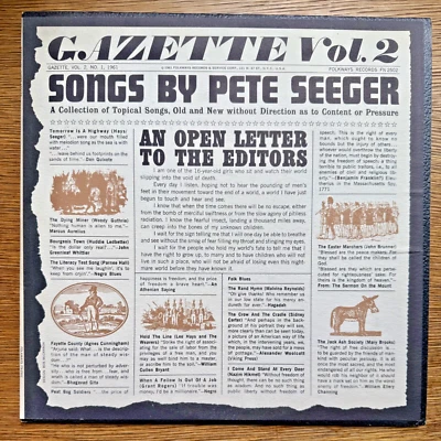 vintage vinyl LP Folkways Records Gazette Vol 2: Pete Seeger, 1961, good cond. - Image 1 of 4