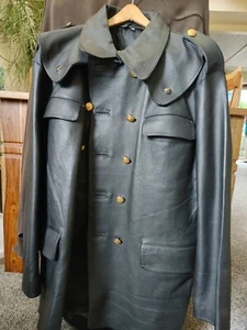 Men's Vintage Style leather coat Belgian European motorcycle cop replica  - Bild 1 von 3