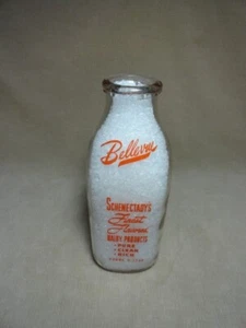 Bellevue Dairy Color Pyro Quart Milk Bottle Schenectady NY - Picture 1 of 7