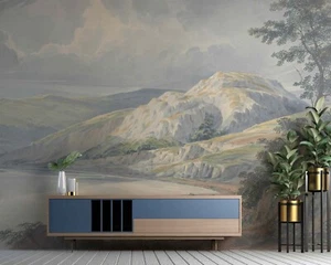 Beautiful Lake in the Mountains and an Old Green Tree Wallpaper Murals - Picture 1 of 9