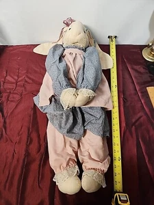 28" Handmade Muslin Stuffed Bunny Rabbit Doll Cottagecore Floppy Ears - Picture 1 of 12
