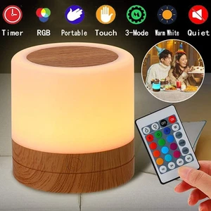 Touch-Sensor Dimmbar LED Nachttisch Lampe Kinder Nachtlicht Mit RGB Tischlampe - Bild 1 von 12