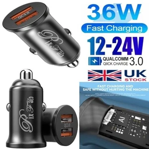 Rapide Voiture Chargeur 2 Port USB + Universel Prise Adaptateur Pour OPPO Reno - Photo 1/24