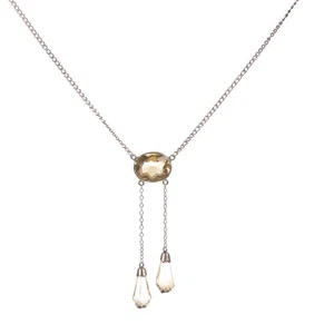 Jugendstil Lavaliere Collier in Silber 800 mit Citrinen 44 cm (D3482) - Bild 1 von 3