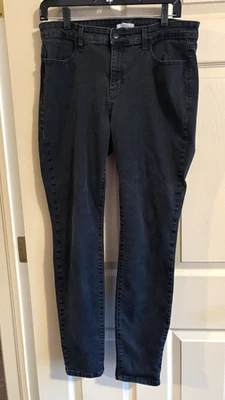 Pantalones de mezclilla negros de algodón orgánico Eileen Fisher lavado oscuro elásticos cómodos talla 14 Foto 1 de 4