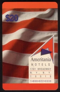 $20. Ameritania Hotels (New York) Flag & Logo Design: Vertical USED Phone Card - Picture 1 of 1