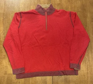 Suéter Vintage Codice Mezcla Lana Cachemira Grande 1/4 Cremallera Rojo Anorak Dos Tonos - Imagen 1 de 6