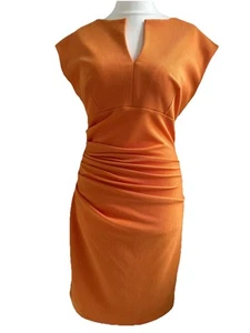 Diva Catwalk dress size XL orange bodycon ruched short sleeve stretch New - Picture 1 of 7