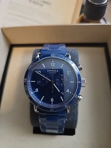 Shinola Canfield Sport Chronograph Men's Watch 40mm Blue Still In Plastic - Picture 1 of 2