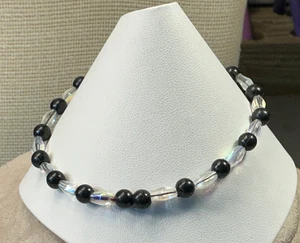 Fashion Bracelet Silver Black Clear Glass Black Beaded Lot 57A - Picture 1 of 3