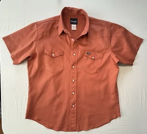 Wrangler Men’s Short Sleeve Burnt Orange Western Button Up Pearl Snaps Size XL - Picture 1 of 7