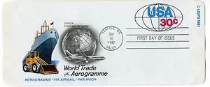 UC55 30c World Trade Aerogramme, ArtCraft, FDC - Picture 1 of 1