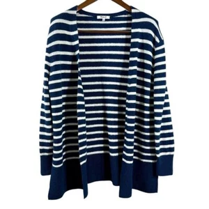 Madewell Womens Sweater Blue Stripe Merino Wool Blend Open Front Cardigan Size M - Picture 1 of 6