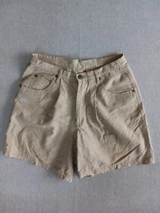 A.M.I Mujer 10 Verano Mezcla Lino Plisado Mamá Bolsa de Papel Estilo Marrón Corto - Imagen 1 de 10