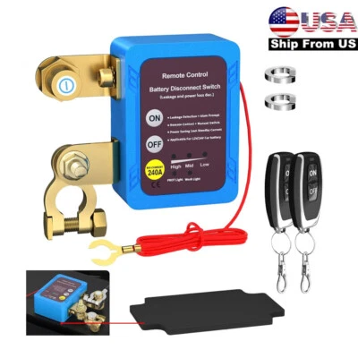 Bateria de carro caminhão 12V 240A desconexão interruptor de desligamento de energia controle remoto sem fio - Imagem 1 de 4