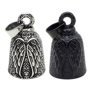 Mini Biker Motorcycle Guardian Bell Lucky Bell Angel Wings Bell Key Ring Pendant - Picture 1 of 14