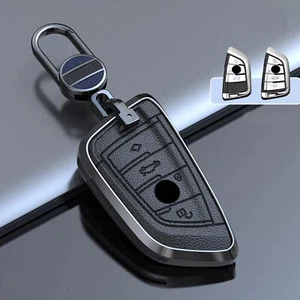 Car Key Fob For BMW 3 5 7 Series X3 X5 X7 Zinc Alloy Leather 4 Button Cover Case - Picture 1 of 26