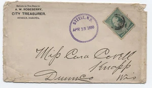 1890 Steele ND Double Lined Circle Rubber Handstamp #213 Cover [H.3941] - Bild 1 von 3