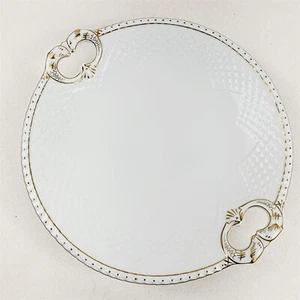 B&G Kjobenhavn Denmark 101 Serving Bowl Dish Tray Fish Handles White Gold Trim - Picture 1 of 6
