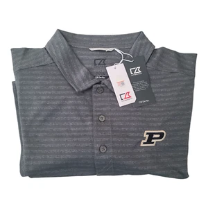 Cutter & Buck Men's Moisture Wicking Textured Cascade Stripe Polo Shirt Grey L - Picture 1 of 8