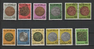 Maroc 1976-77 anciennes monnaies marocaines 12 timbres oblitérés /TR8145 - Picture 1 of 1