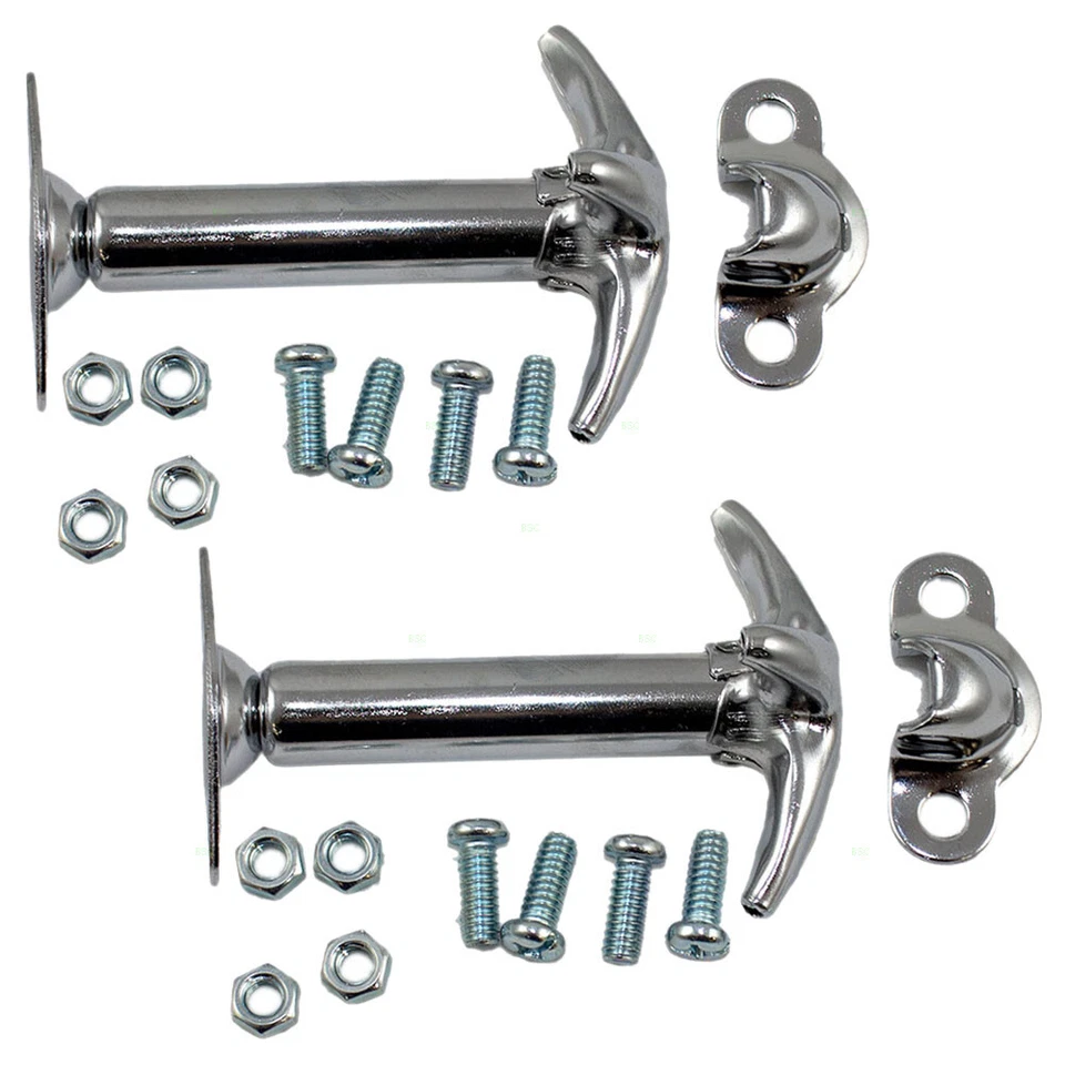 Hood Latch Safety Catch Brackets for Jeep Wrangler CJ Series Chrome Kit 55009428 - Image 1 of 2