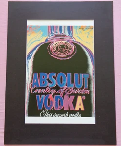 Andy Warhol Absolut Vodka Sweden Alcohol Poster Pop Art Print Black Matted 12x16 - Picture 1 of 5