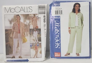 Pattern SEE & SEW 6512 + McCalls 8789 Jacket Top Pants Dress Miss 14 16 18 UNCUT - Picture 1 of 12