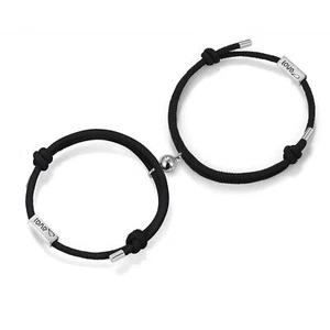 2Pcs Couple Magnetic Matching Touch Bracelet Rope Braided Bracelet Distance - Picture 1 of 15
