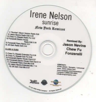 Irene Nelson Sunrise New York Remixes CD Jason Nevins, Fonzerelli and Chew Fu  - Image 1 of 3