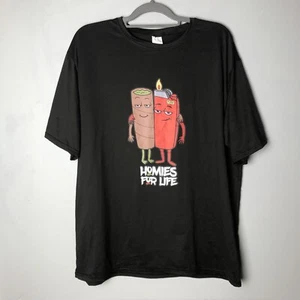 Black Novelty Stretch T Shirt Homies For Life Lighter Blunt Funny Sz XXL - Picture 1 of 6