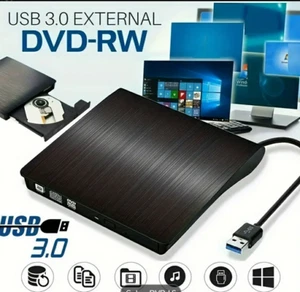 Ultra-Slim Portable CD/DVD RW Drive - High-Speed USB 3.0 External Burner Reader - Picture 1 of 4