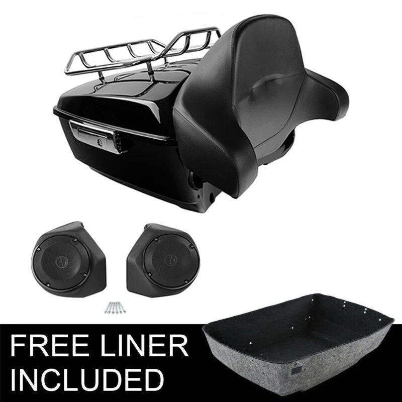 Altavoces portaequipajes con respaldo King aptos para Harley Touring Tri Road Glide 2014-25 Foto 1 de 4
