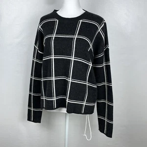 Suéter Madewell Doble Ventana Mezcla Lana Cuello Redondo Negro Gris Talla S - Imagen 1 de 5