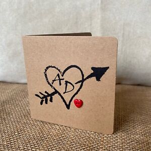 Handmade personalised valentines, anniversary card (love heart initials)