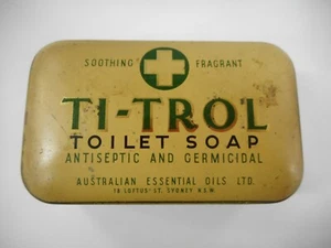 VINTAGE TI TROL TOILET SOAP TIN .. SYDNEY NSW - Picture 1 of 6