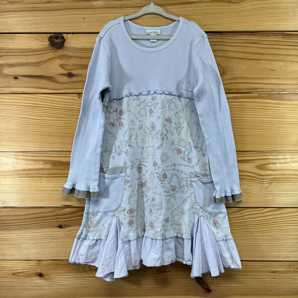 Naartjie Girls Dress XXL 8 Light Purple Thermal Knit Long Sleeve Floral Dots B95 - Image 1 of 4