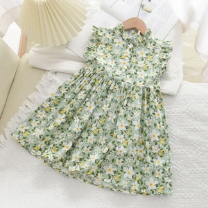 Girls Summer Dress Sleeveless Floral Casual Toddler Dresses Age 2-6 Years - Picture 1 of 19