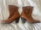 russell and bromley ankle boots size 6 Tan Leather Fleece Lined