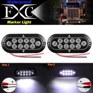 FXC 2X 12V 10LED 6" White LED Reverse Backup Light Car Truck Oval Surface Mount - Picture 1 of 7