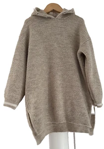 PRIMARK.  STONE MARL KNIT LONG TUNIC HOODED JUMPER.  AGE 9/10 - Picture 1 of 4