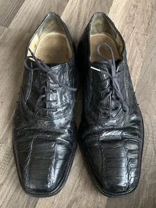 Belvedere Crocodile & Full Quill Ostrich Mens Dress Shoes Sz 8.5 A Black - Picture 1 of 10