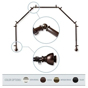 Stream 13/16" 5-Sided Bay Window Curtain Rod 28-48 inch (each side) - 4 colors - Picture 1 of 9