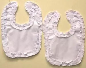 Pink or Blue Dot Ruffle Monogrammable Baby Bibs - Picture 1 of 1