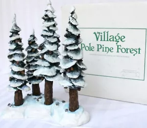 POLE PINE FOREST SET/4 COLD CAST PORCELAIN TREES # 5527-1 RETIRED DEPT 56 - Picture 1 of 2