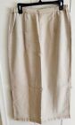 EDDIE BAUER 100% linen women's long light tan skirt with elastic waist, Sz 12